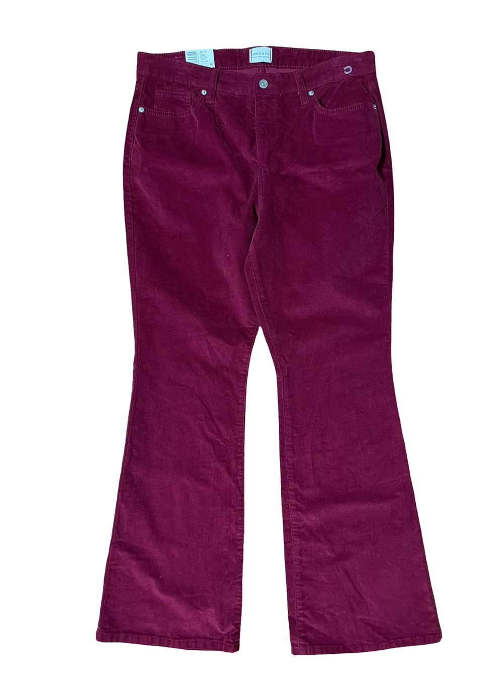 crown & ivy Deep Plum Wide-Leg Corduroy Pants- Size 16